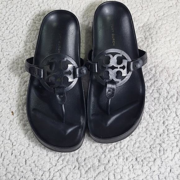 Tory Burch Shoes - TORY BURCH MILLER CLOUD LEATHER SANDAL color Black  SZ 8